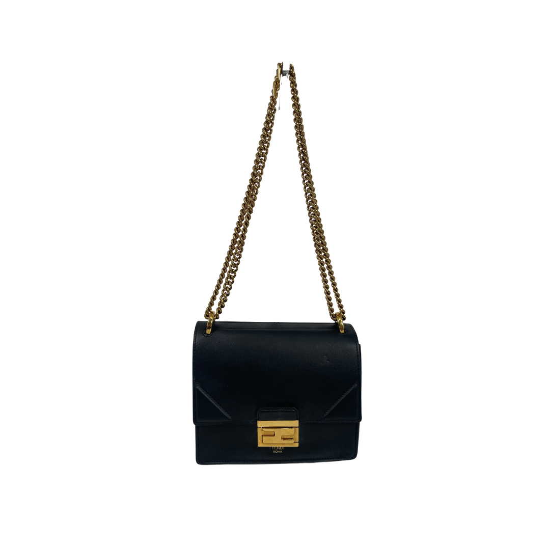 Fendi Black Kan U Leather Shoulder Bag