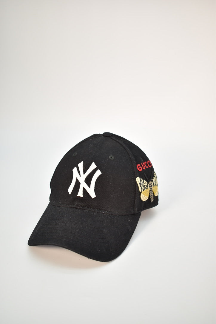 Gucci NY Yankees Embroidered Butterfly Baseball Cap Black Men's - US