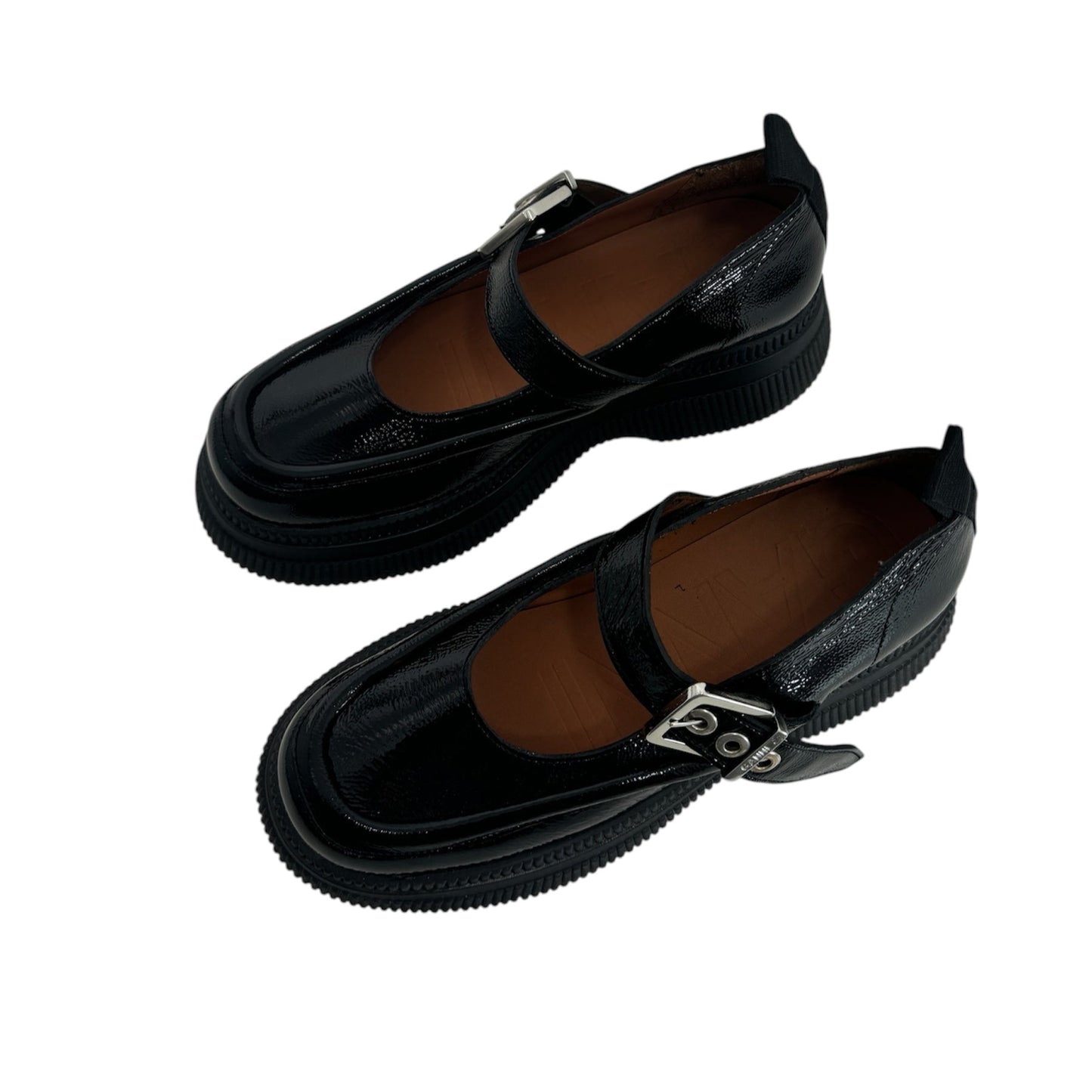 Ganni Black Patent Mary Jane Creepers (Size 40)