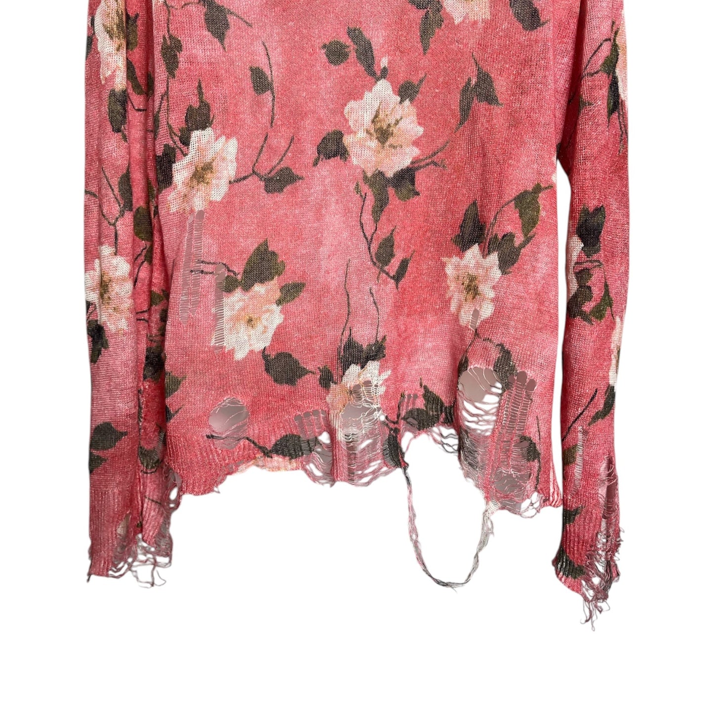 R13 Floral Boyfriend Distressed Cardigan