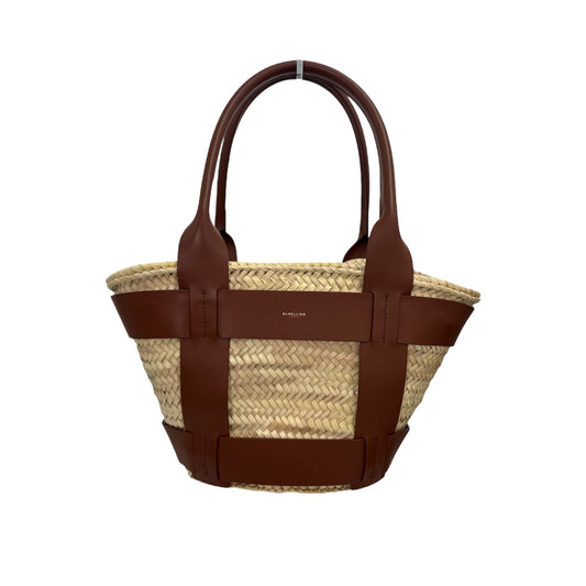 DeMellier Santorini Leather Trimmed Raffia Tote Bag