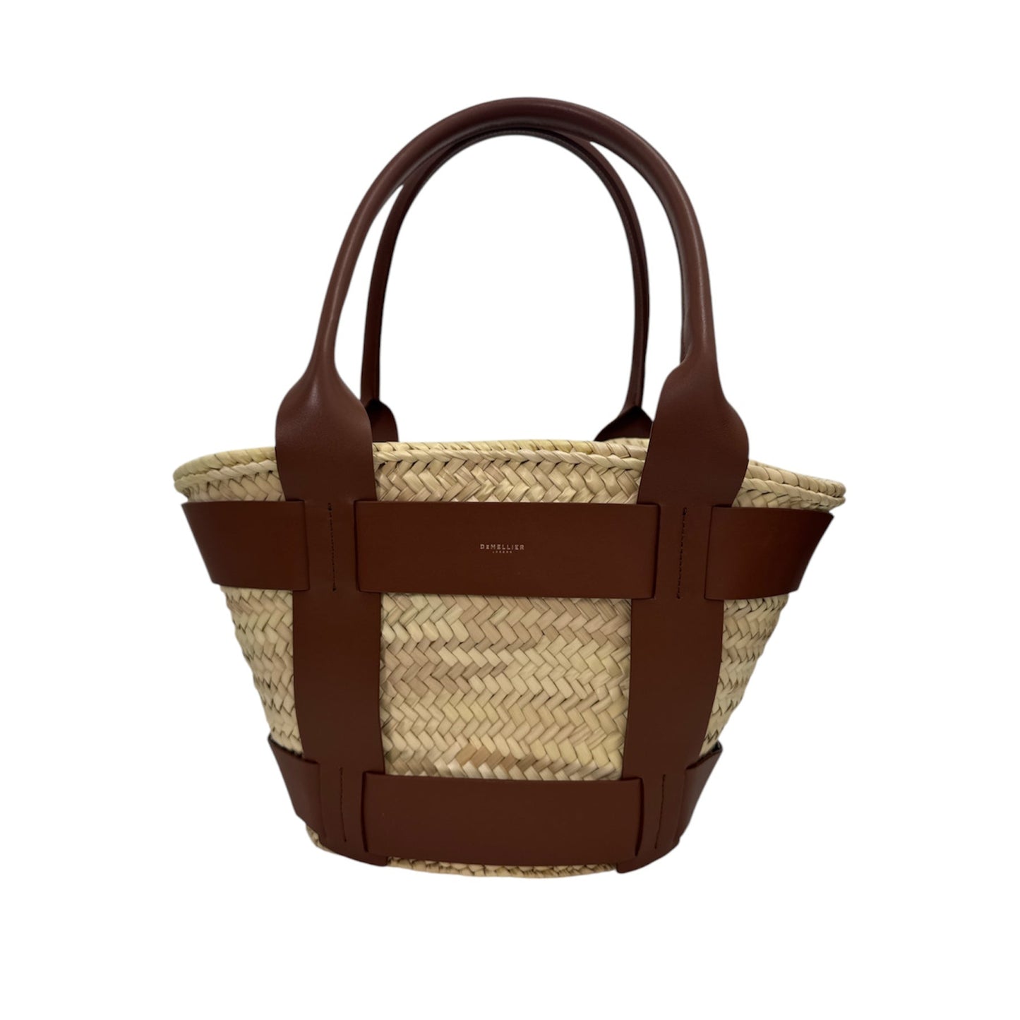 DeMellier Santorini Leather Trimmed Raffia Tote Bag