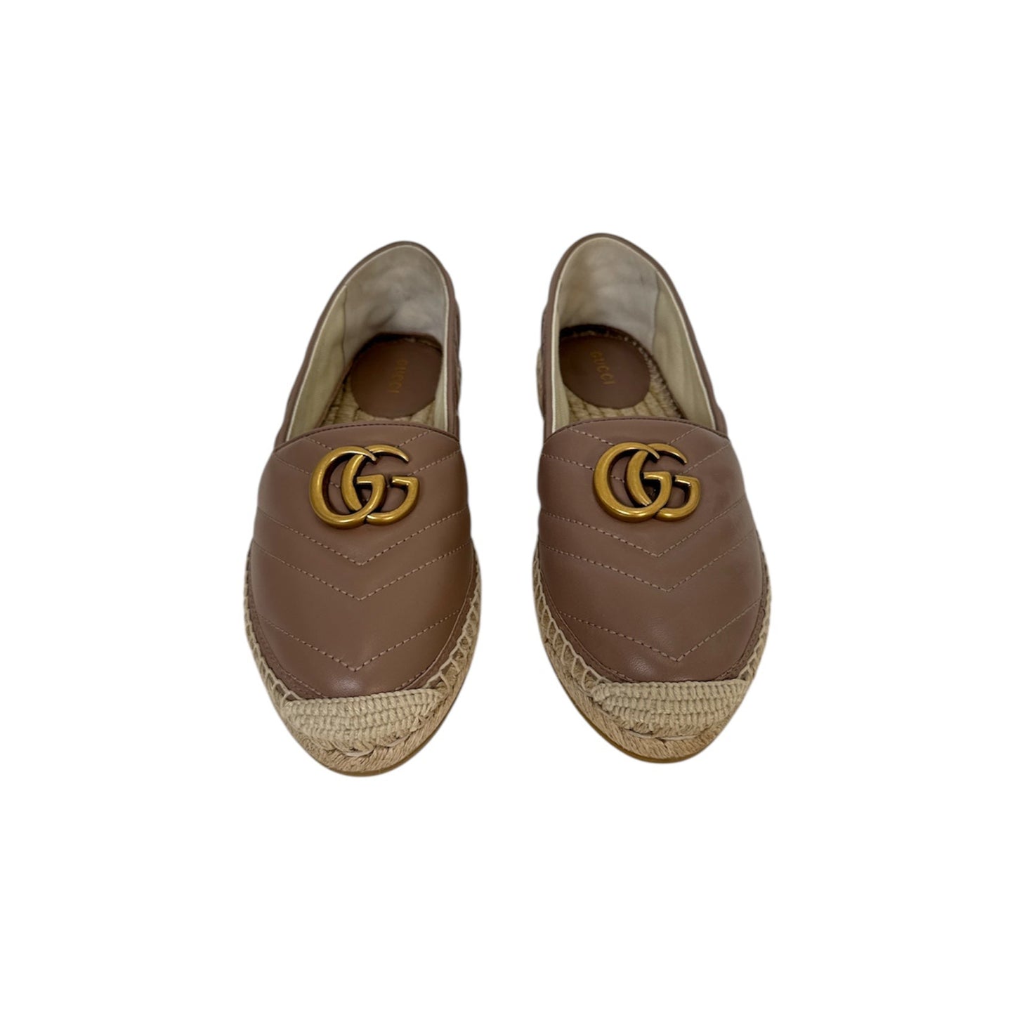 Gucci Double G Logo Leather Espadrilles (Size 37.5)