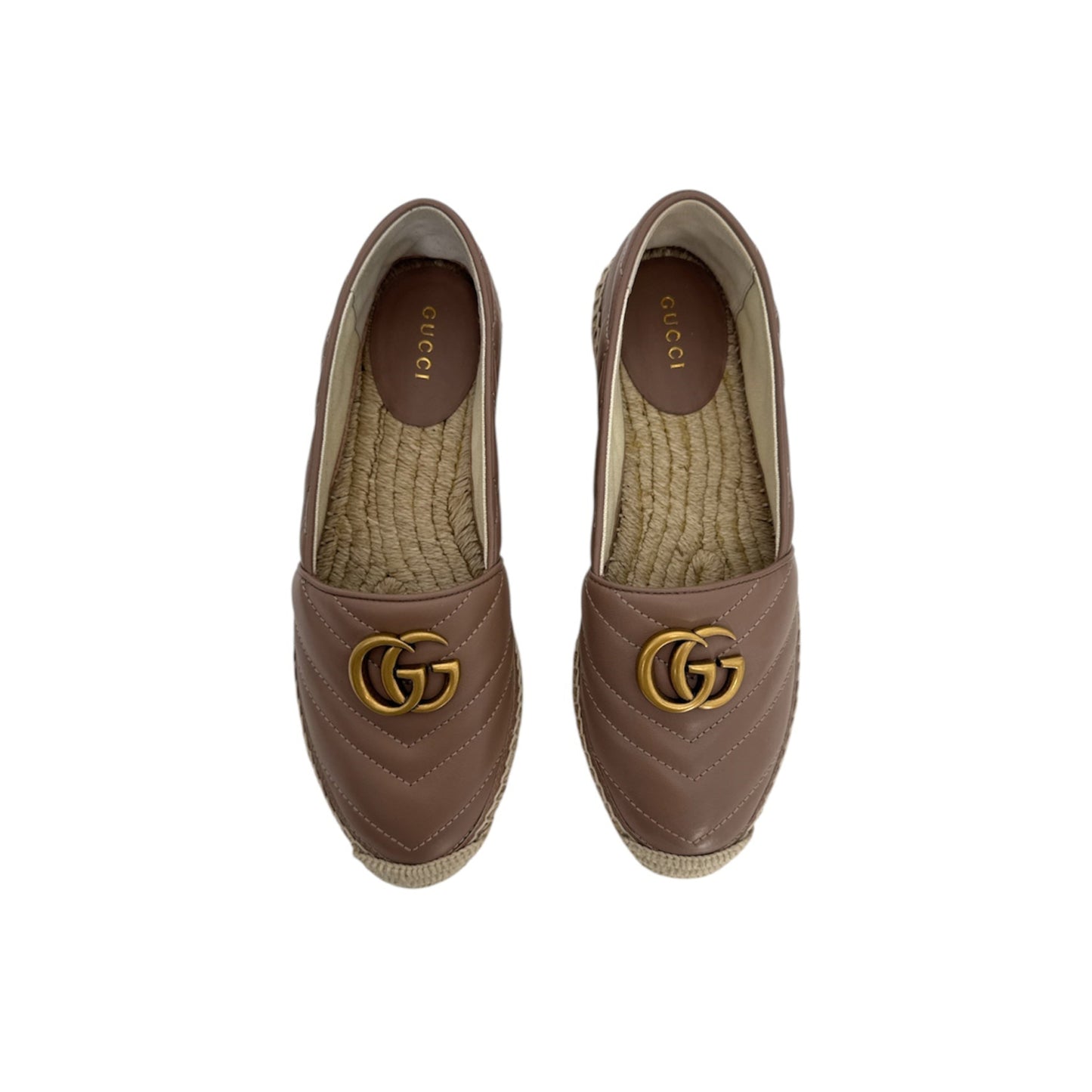 Gucci Double G Logo Leather Espadrilles (Size 37.5)