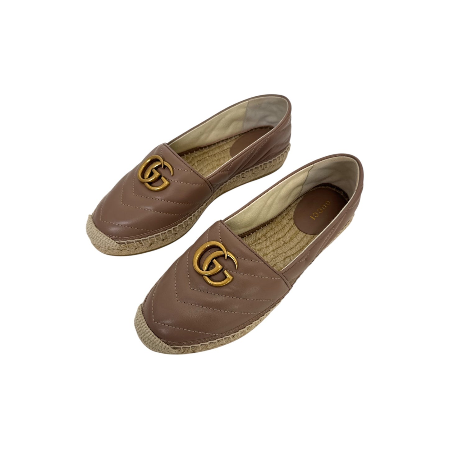 Gucci Double G Logo Leather Espadrilles (Size 37.5)