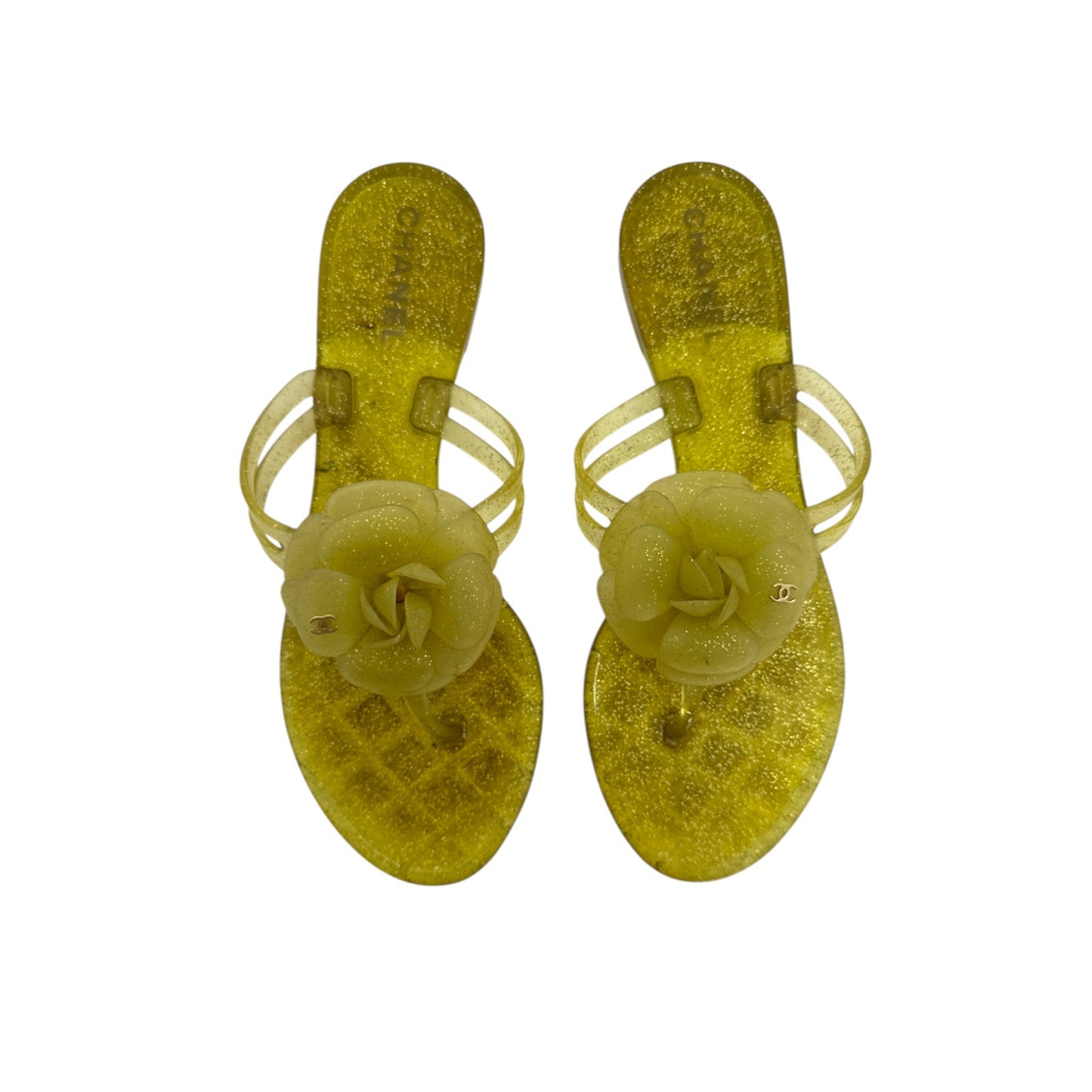 Chanel Camellia Thong Jelly Flip Flops (Size 38)