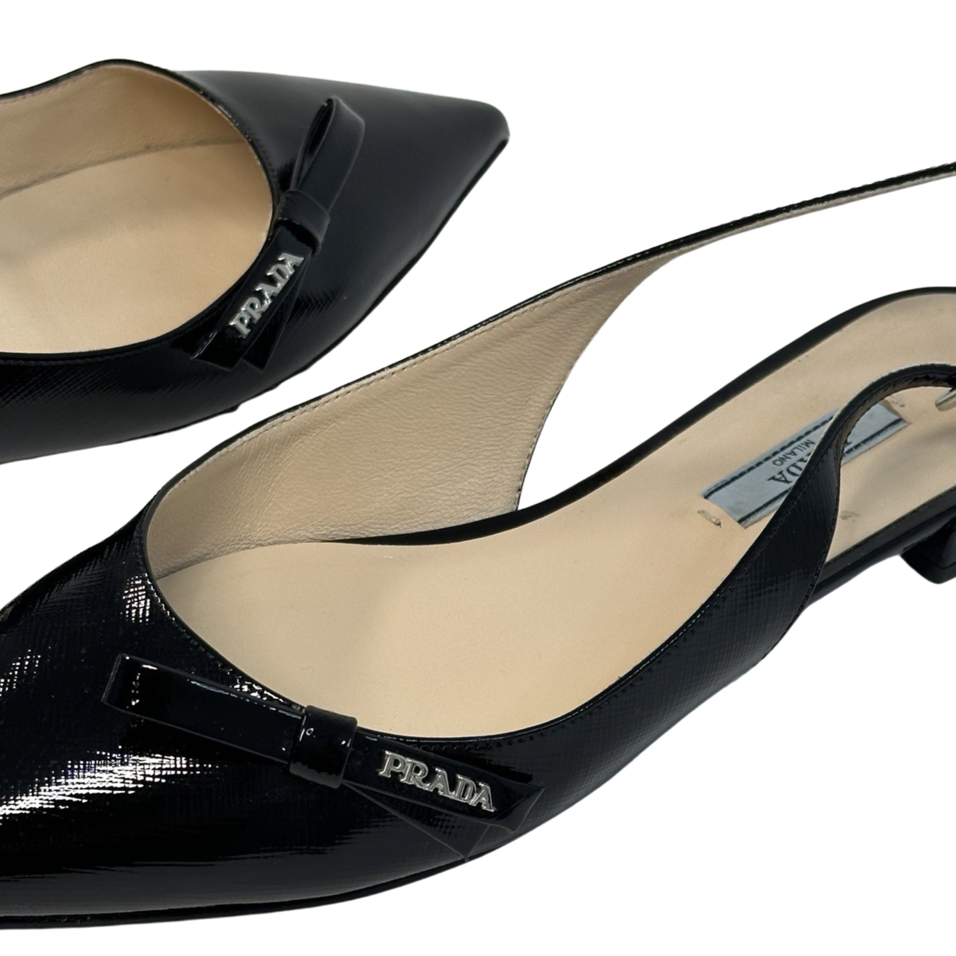 Prada etiquette deals slingback flat