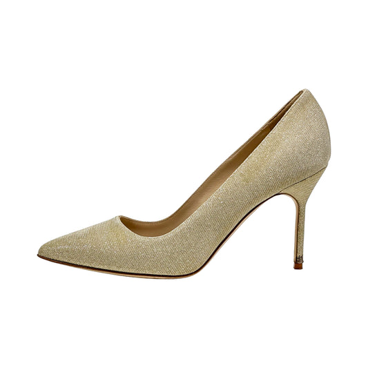 Manolo Blahnik Pump BB 90 Champagne Glitter Pump - Size 39