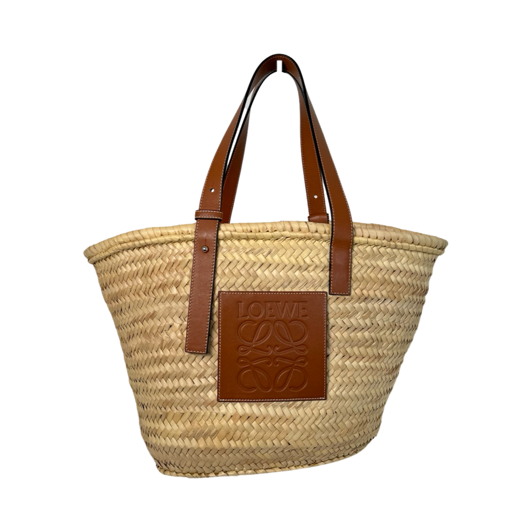Loewe Raffia & Leather Basket Bag