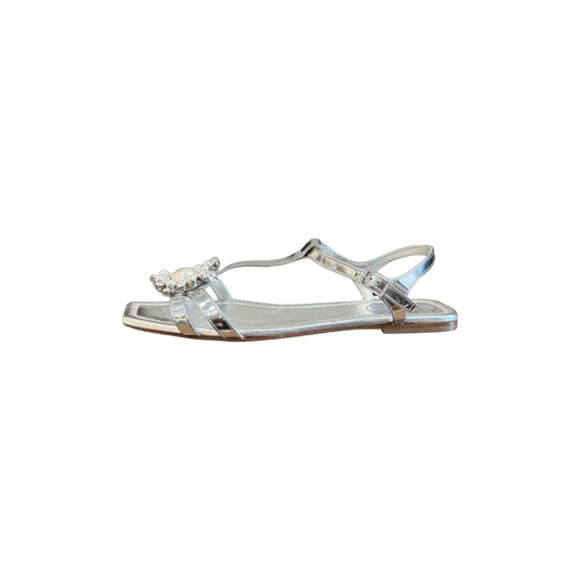 Roger Vivier Embellished Mirrored-Leather Sandals (Size 41)