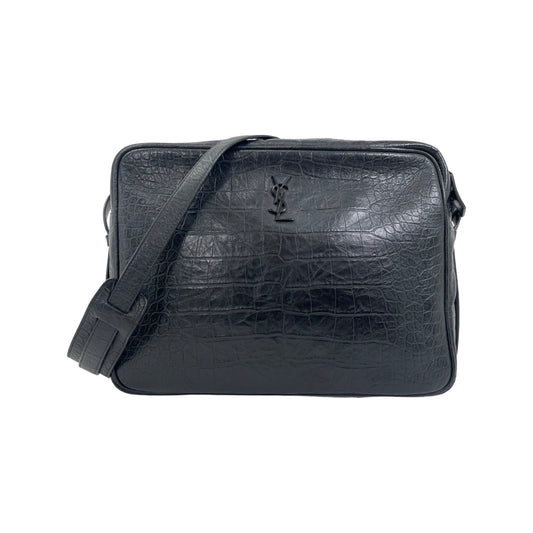 Saint Laurent Croc Embossed Messenger Bag