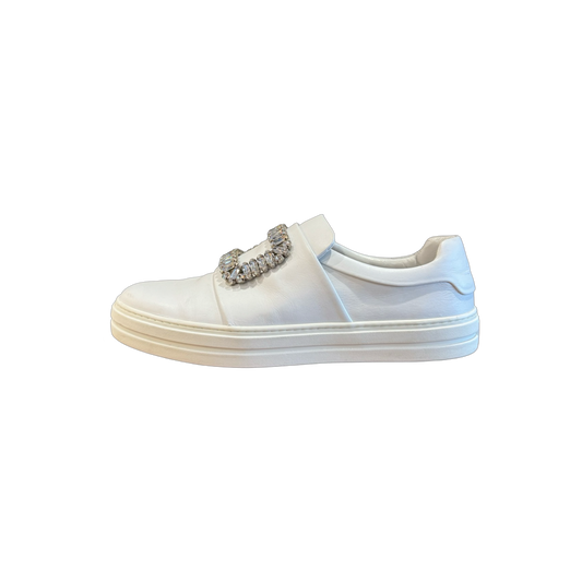 Roger Vivier Leather Crystal Embellished Sneakers (Size 39)