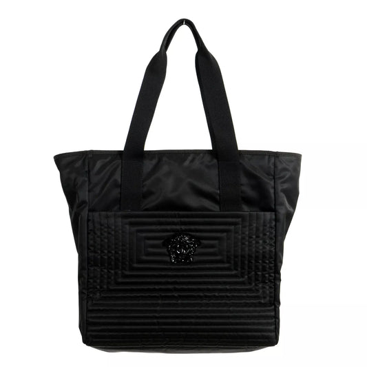 Versace Unisex Black Quilted Medusa Tote