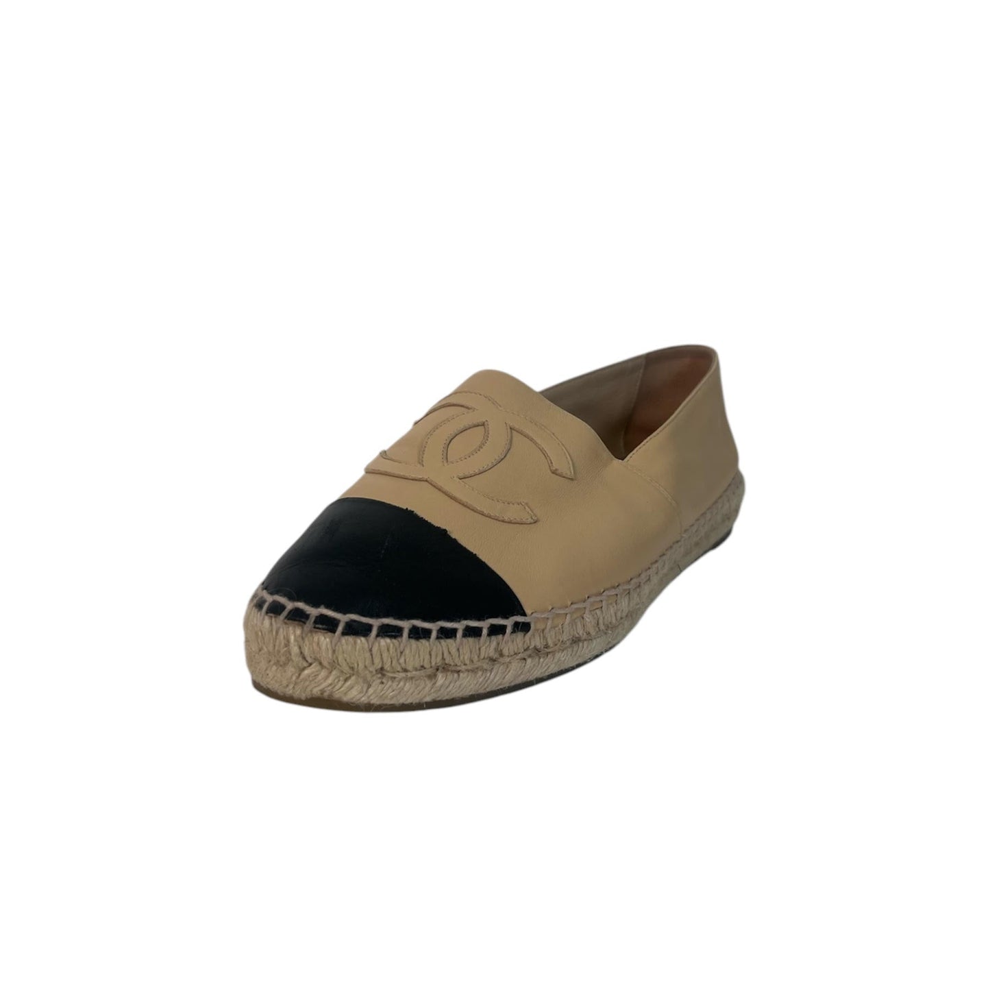 Chanel Interlocking CC Logo Leather Espadrilles (Size 41)