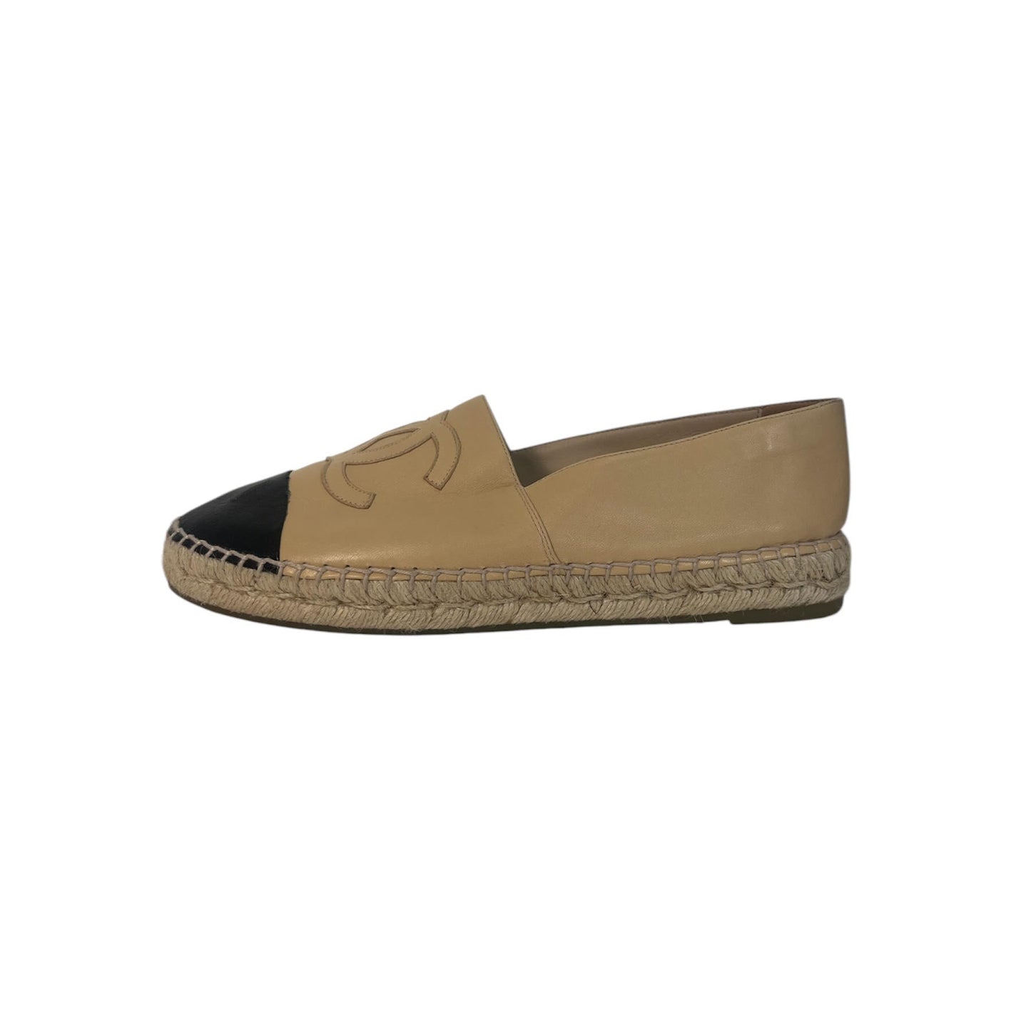 Chanel Interlocking CC Logo Leather Espadrilles (Size 41)