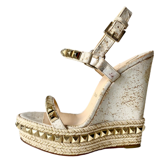 Christian Louboutin Pyradiams Cork Wedge Sandal (Size 38)