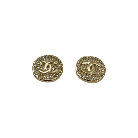 Chanel 2021 Strass CC Stud Earrings