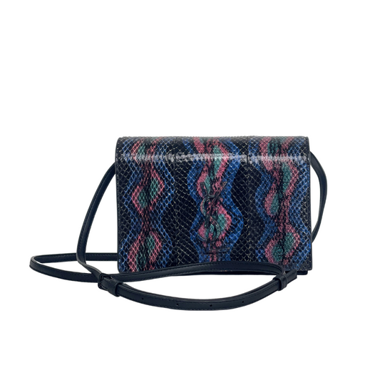 Saint Laurent Multicolor Snakeskin Monogram Toy Kate Wallet on Strap