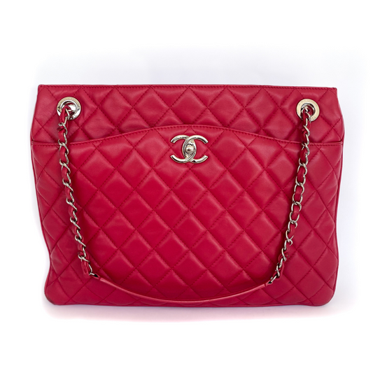 Chanel Lambskin Quilted Accordion Shopping Tote