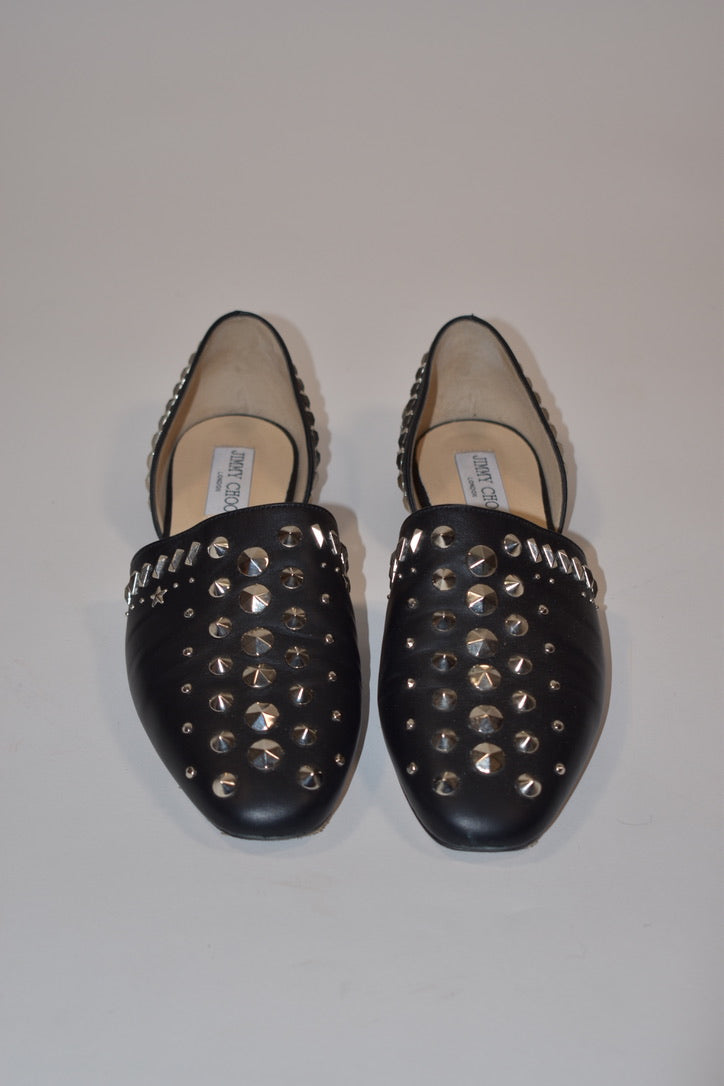 Jimmy choo globe deals studded flats