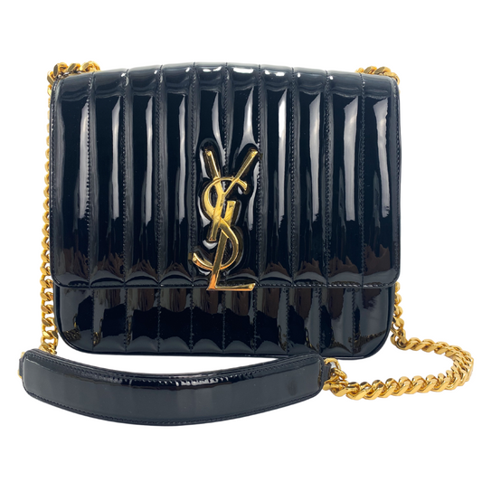 Saint Laurent Large Vicky Matelassé Patent Leather Shoulder Bag