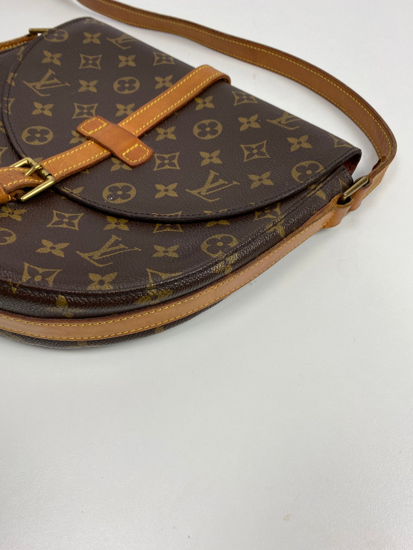 Louis Vuitton Vintage Leather Monogram Crossbody Saddle Bag at 1stDibs