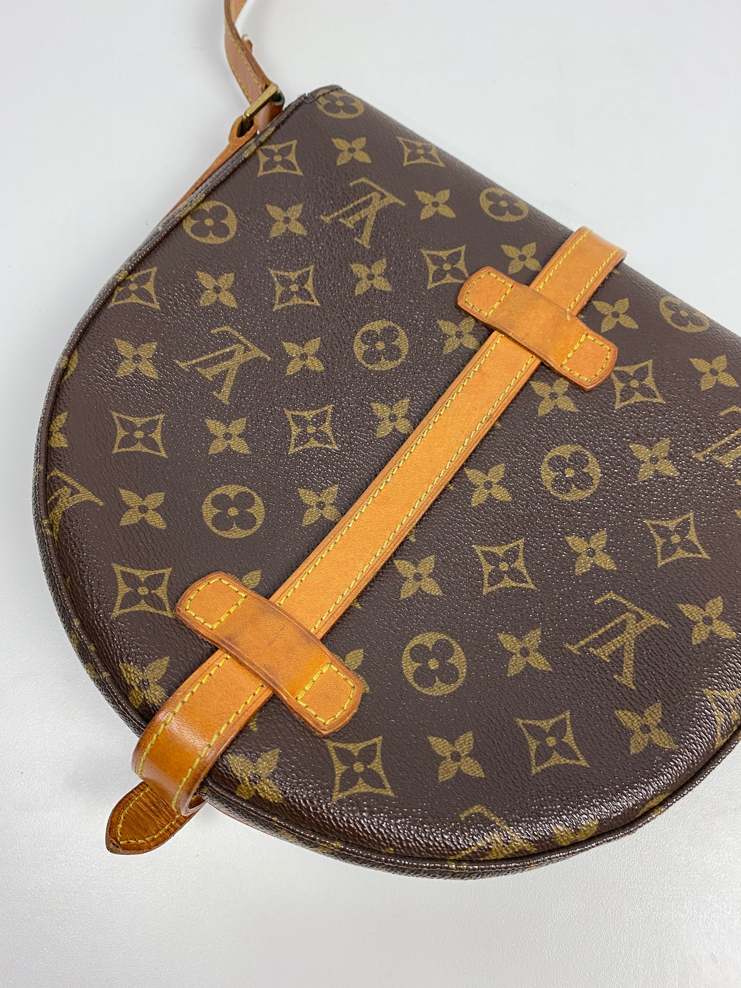 Vintage Louis Vuitton Leather Monogram Crossbody Saddle Bag at 1stDibs