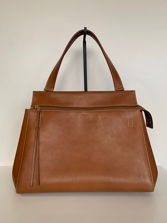 CELINE Palmelato Medium Edge Shoulder Bag Camel