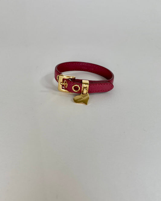 Miu Miu Madras Leather Bracelet