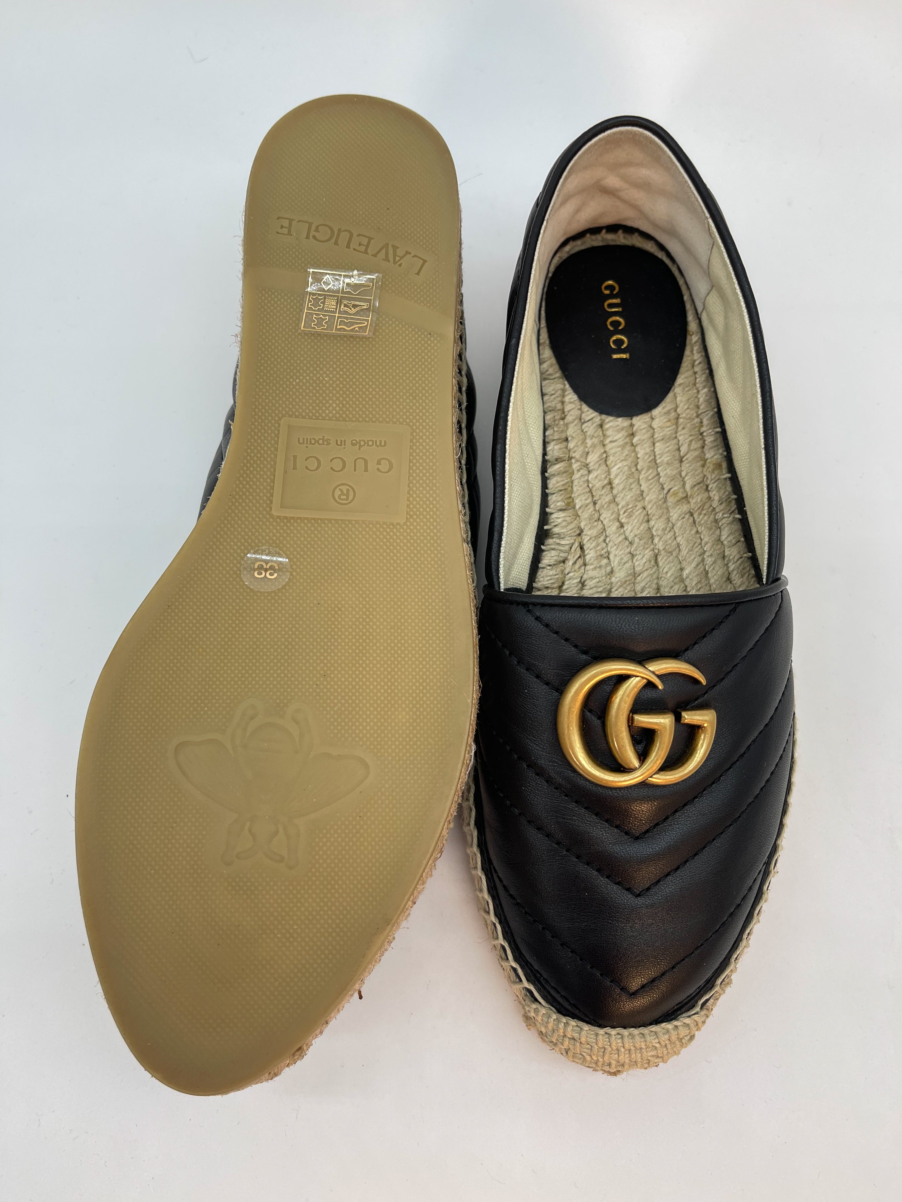 Leather espadrille with sales double g