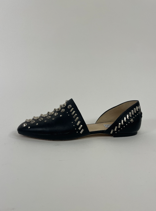 Jimmy Choo D'Orsay Studded Leather Flats (Size 39.5)