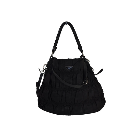 Prada Black Tessuto Gaufre Nylon Shoulder Bag