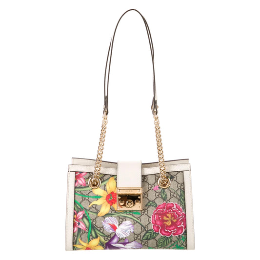 Gucci Supreme Flora Small Padlock Shoulder Bag