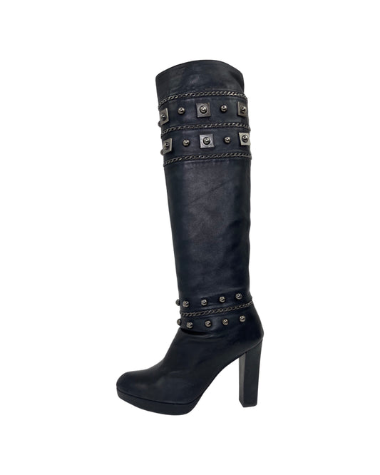 Stuart Weitzman Studded Leather Boots - Size 7.5